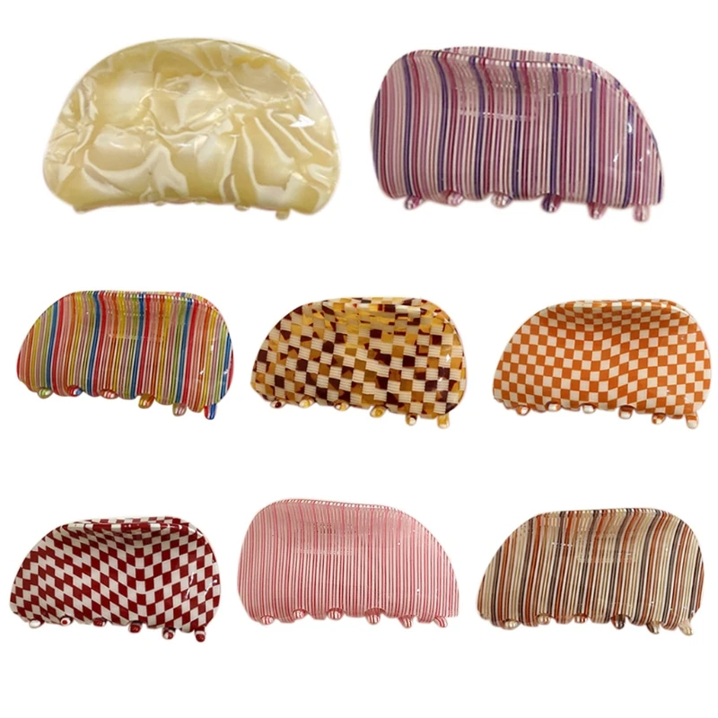 

Hair Clip for Women Acrylic Plaid Stripes Barrettes No Slip Hair Catch Jaw Clips