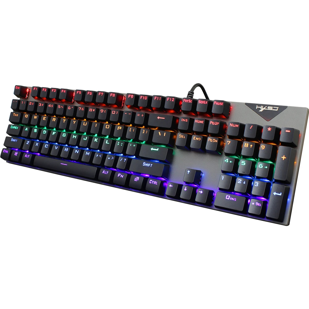 Фото Механическая Проводная игровая клавиатура RGB Mix с подсветкой 104 синий