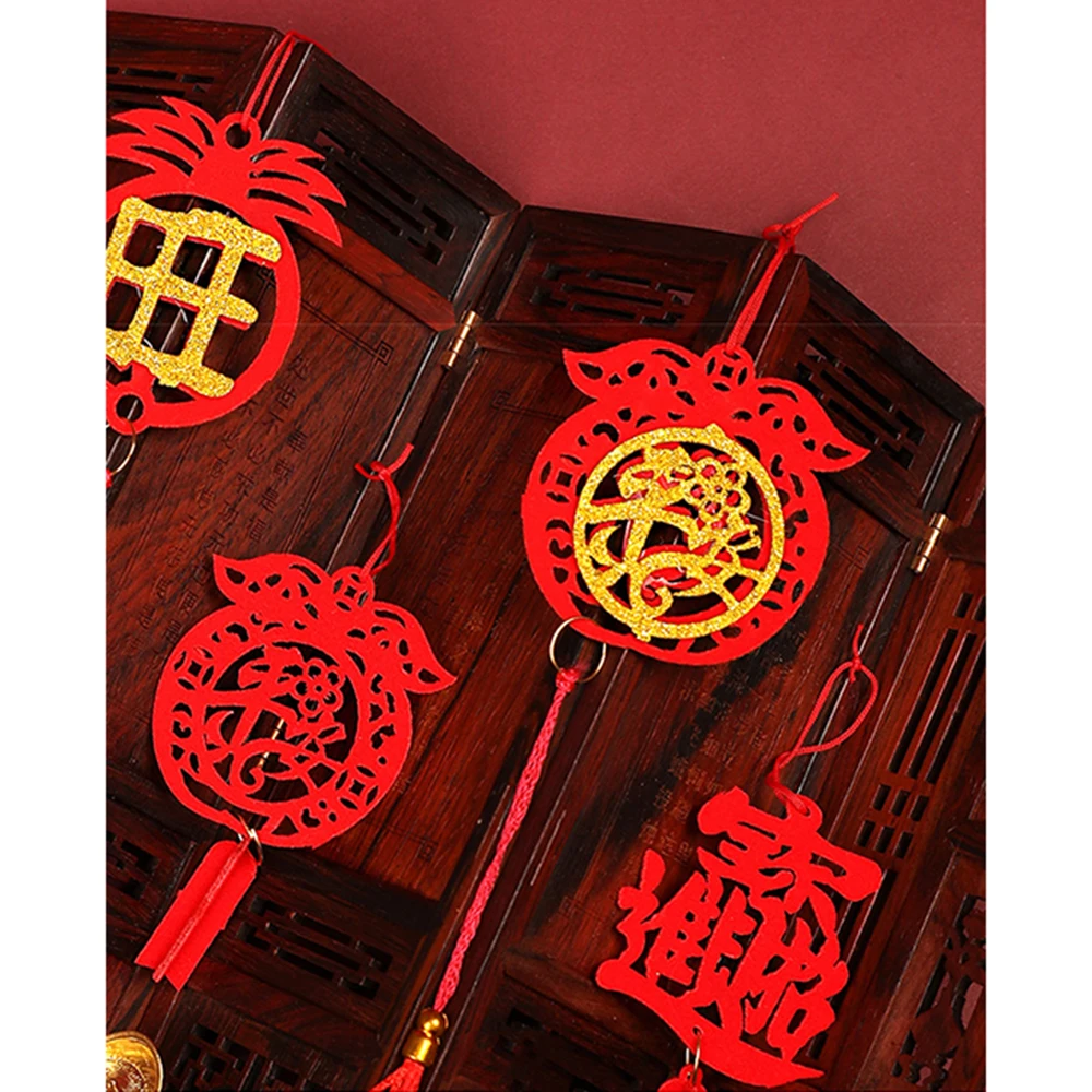 Chinese New Year Decoration 3D Flocking Pendant for Potted Plant Spring Festival Hanging Ornament Tiger Year FU Red Lantern images - 6