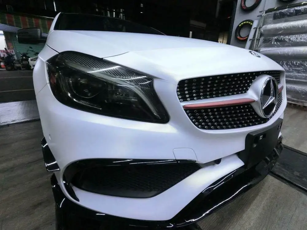 Для W176 передний спойлер сплиттеры Canards для Benz A Class A200 A250 A45 AMG- 8 шт. литьевая гарнитура украшение бампера
