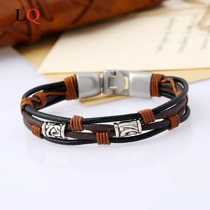 

Retro Leather bangles For women men Bracelet Bracelets bangle pulsera para hombre Pulseira Masculina pulseras hombre boho gift
