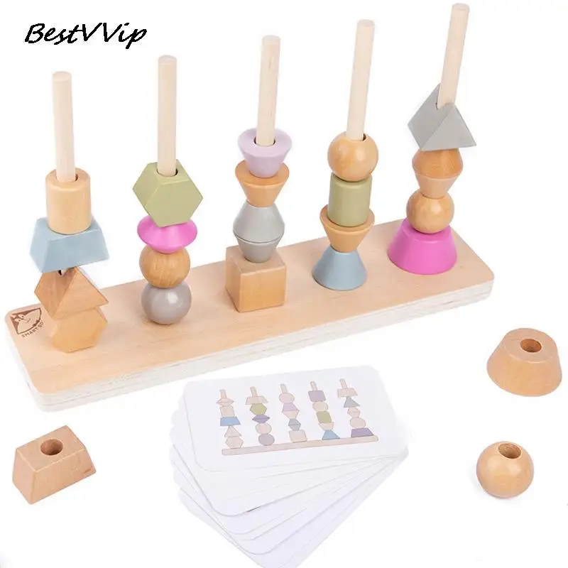 

Деревянные игрушки геометрической формы s штабелируемые блоки обучающая логическая штабелирующая игрушка в форме малыша сортировщик совп...