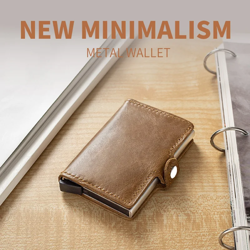 Мужские Кожаные чехлы из алюминия несколькие задние Чехлы для идентификационных