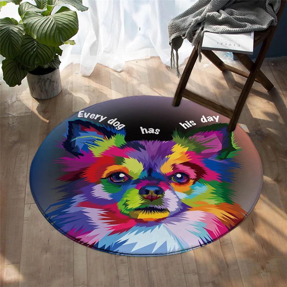 

Fashion Wolf Round Carpet Dreamcatcher Watercolor Floor Mat Native Tribal Animal Area Rugs Round Carpet-4