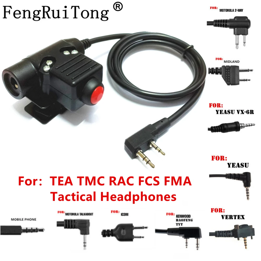 Tactical U94 PTT Headset Accessory PTT For TEA TMC RAC FCS FMA Tactical Headphones for Motorola BAOFENG UV5R KENWOOD YEASU ICOM`