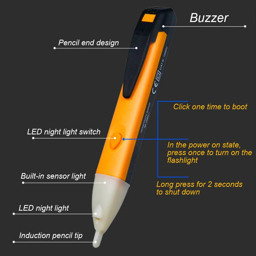 Non-contact Intelligent Test Pencil Electric Tools Tester Pen 90-1000V Voltage Indicator Current Meter Detectors NCV Induction |