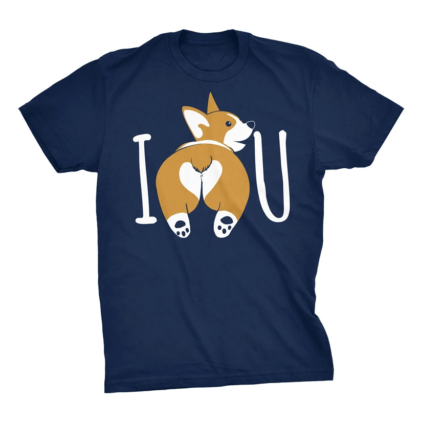 Мужская футболка I Corgi Butt You забавная для любителей собак парней уличная