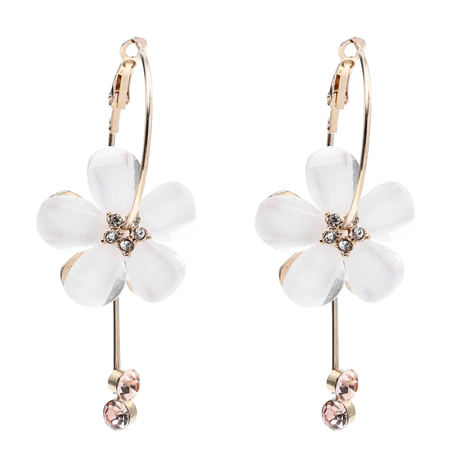 

1 Pair Flower Ear Pendant Elegant Lady Earrings Fashion Ear Jewelry Accessories