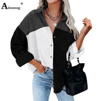 long sleeved women fashion shirt plus size frauen blouse ladies streetwear lepal collar vintage splice womens top clothing 2021