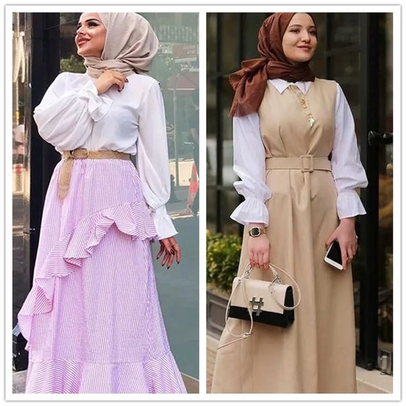 Мусульманская блузка из Дубая женская рубашка с высоким воротником блузки