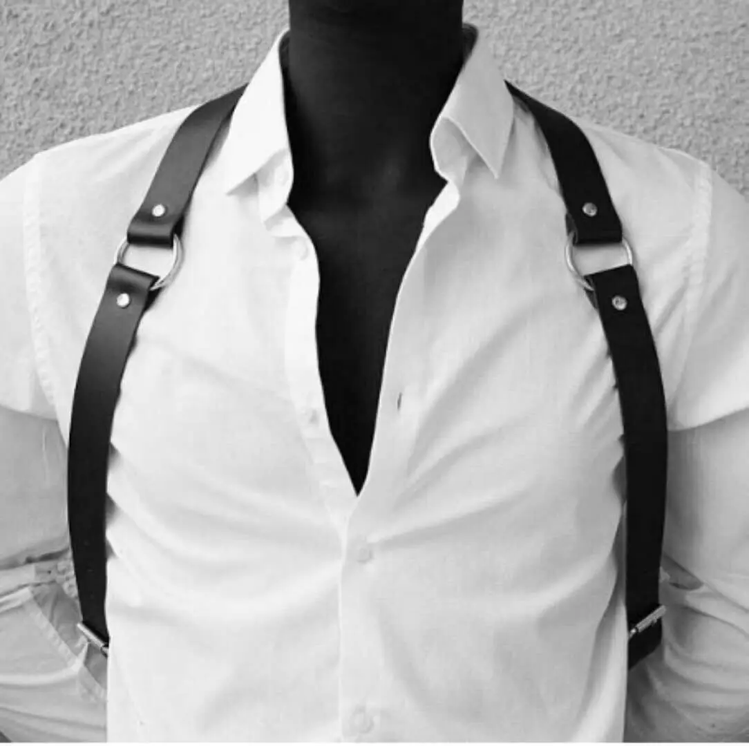 

Fashion Harness Men Bondage Lingerie Strong Men Bondage Leather Harness Men Gay Gothic Body Chest Half Harness Top Belts