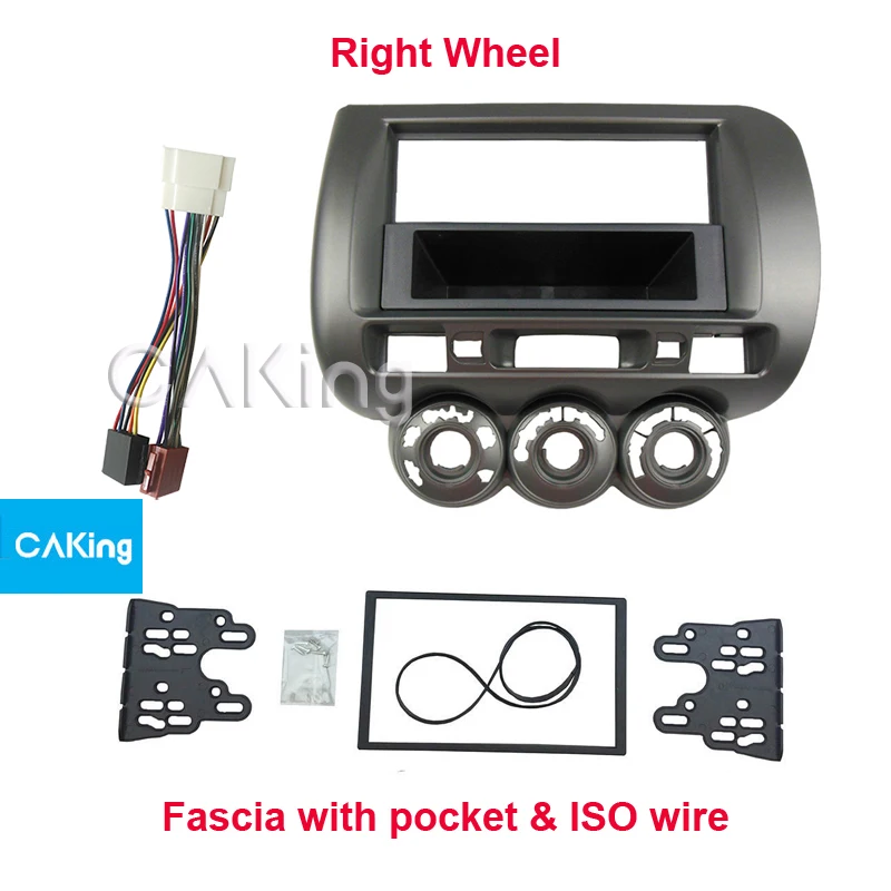 Single/Double Din Car Fascia Radio Panel Harness for Honda Fit Jazz 2002-2008 (Manual AC) (Right Wheel) Dash Fitting Kit Plate | Автомобили