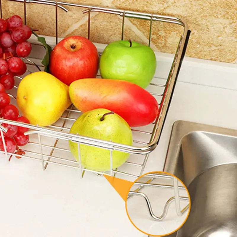 Stainless Steel Sink Drain Basket Expandable Dish Drying Rack Rustproof Drainer Fruit Bowl Holder Home Kitchen Kit | Дом и сад