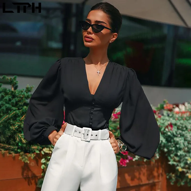 LTPH 2020 горячая распродажа Осенние новые женские рубашки сексуальные с глубоким v