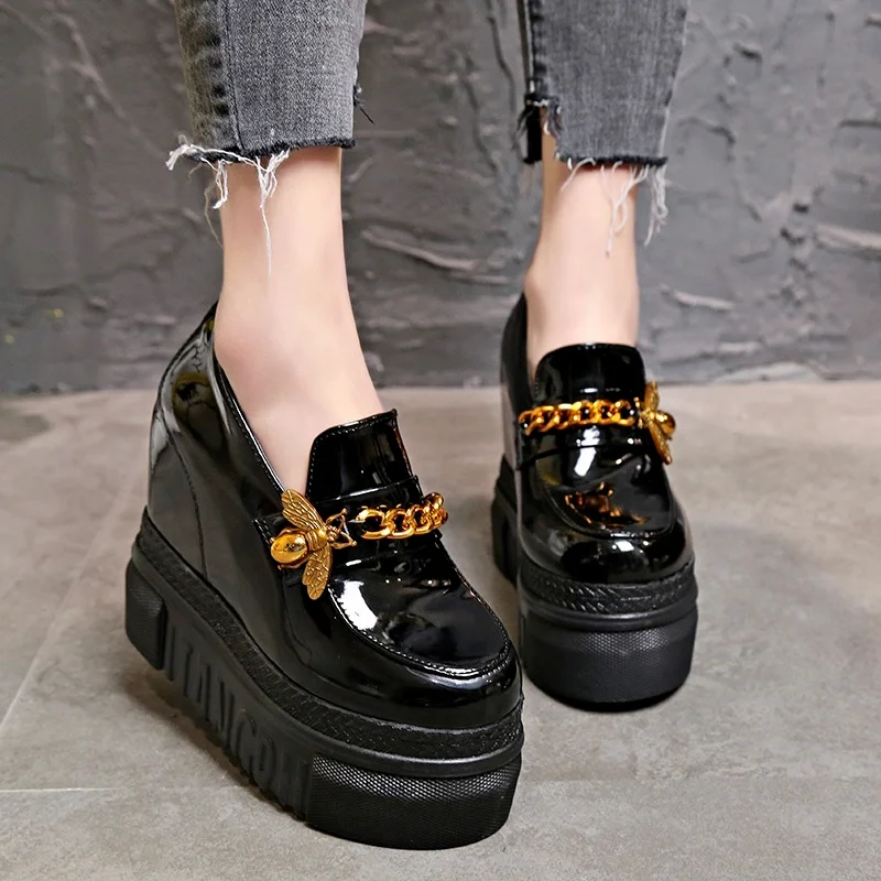 Кроссовки женские на платформе 14 см Вулканизированная подошва танкетка Шелковый