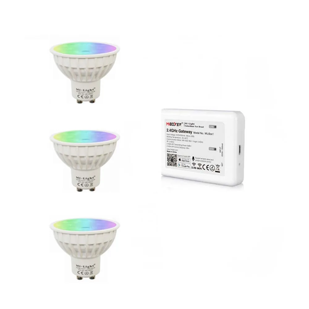 MiLight 4W GU10 Led Lamp RGB+CCT led bulb+IBX2(USB)RF Remote wifi Spotlight Light Dimmable light AC85-265V Free Shipping | Освещение