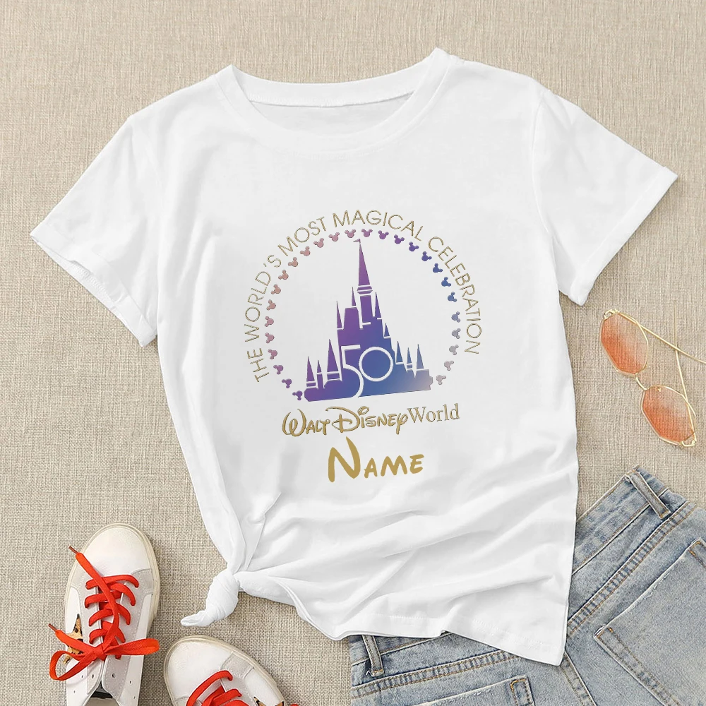 Disney 50-я годовщина семейные рубашки для отпуска женская одежда отдыха футболка с