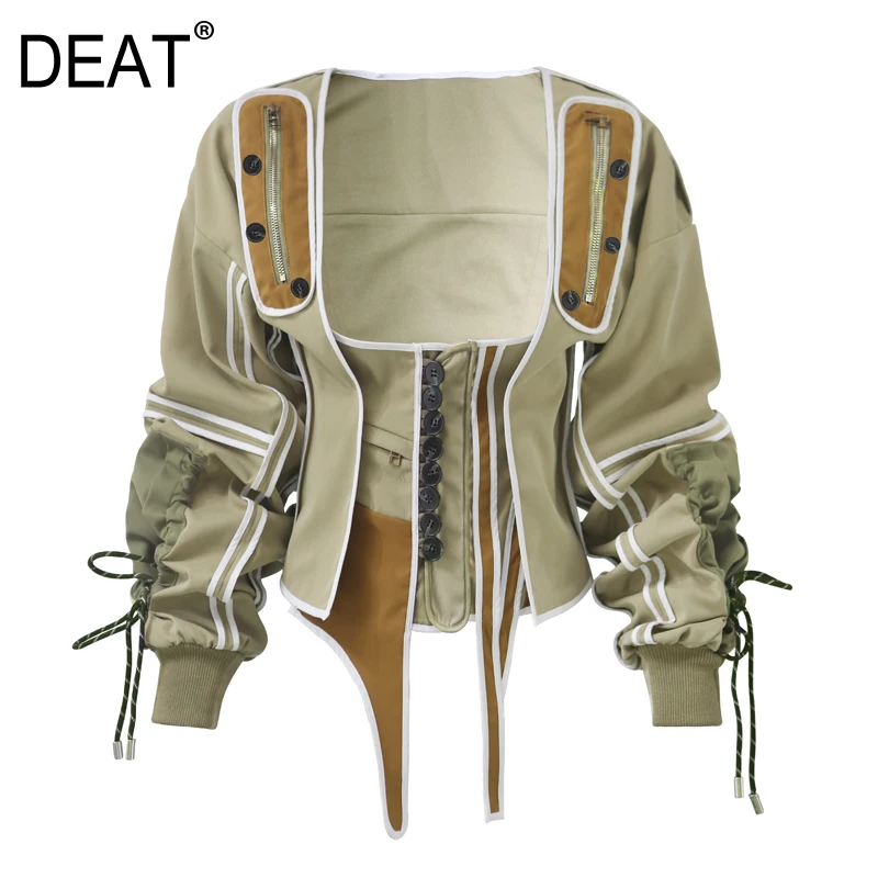 Женский жакет в западном стиле DEAT белый без рукавов с квадратным вырезом и