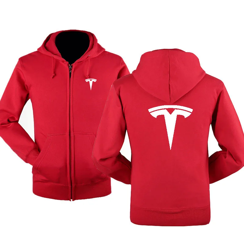 

NEW Autumn winter Tesla logo zipper sweatshirts Printed Men fleecel Hooded jacket Hoodies Zipper Hoody