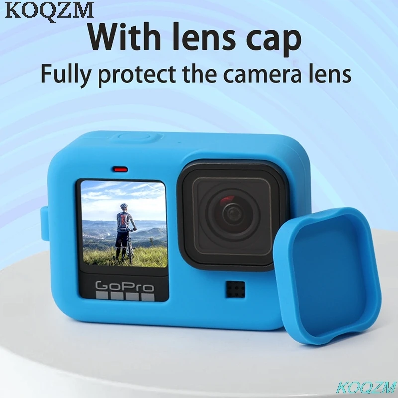

Силиконовый защитный чехол для GoPro Hero 9, черный, синий чехол, чехол, рамка с ремешком, аксессуар для Go Pro 9, чехол, горячая распродажа