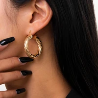 punk rock gold color clip earrings no piercing trendy link chain earcuffs statement cartilage earrings for women party jewelry