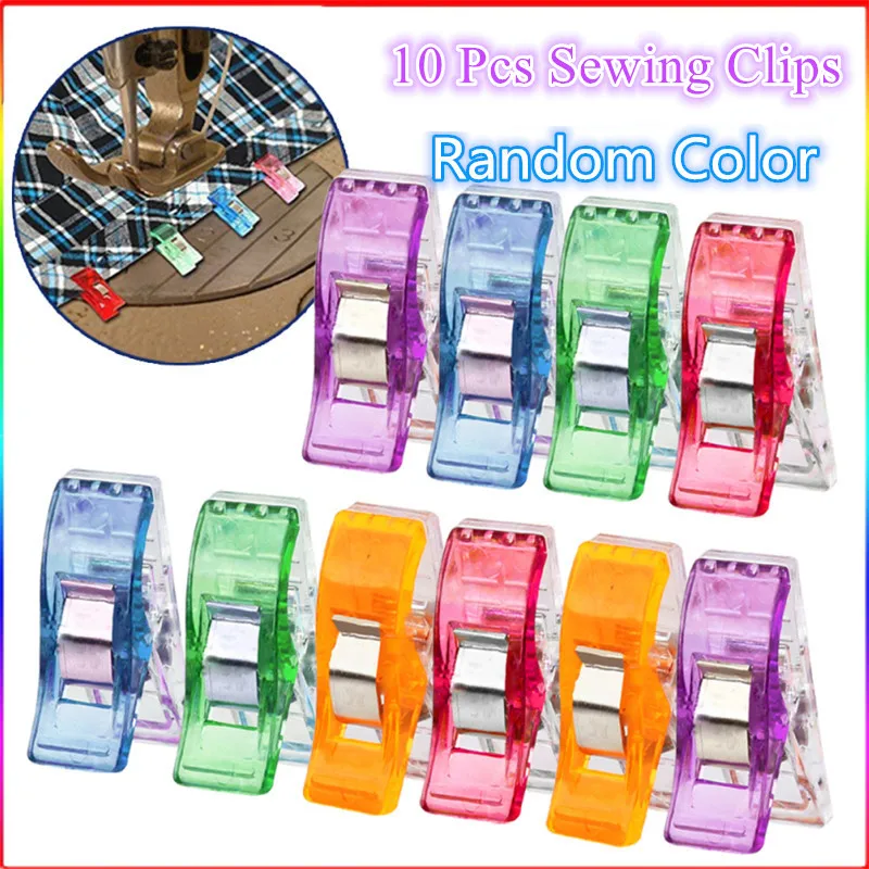 

10PCS DIY Random Color Knitting Clips Craft Sewing Paper Plastic Clamps Binding Holder Clips Sewing Machine Accessories