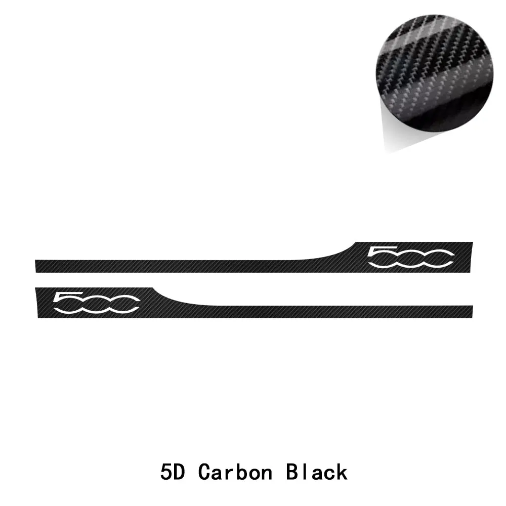 5d carbon vinyl 2 предмета в комплекте, для стайлинга автомобилей, для гонок, Abarth, с боковыми полосками, для юбки, наклейка, для украшения тела, индивидуальная наклейка для Fiat 500, аксессуары - Название цвета: 5d carbon vinyl