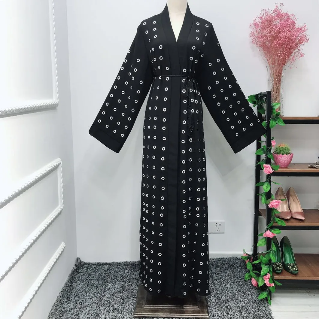 Dromiya Abaya Дубай мусульманское платье кафтан хиджаб кимоно с металлическими