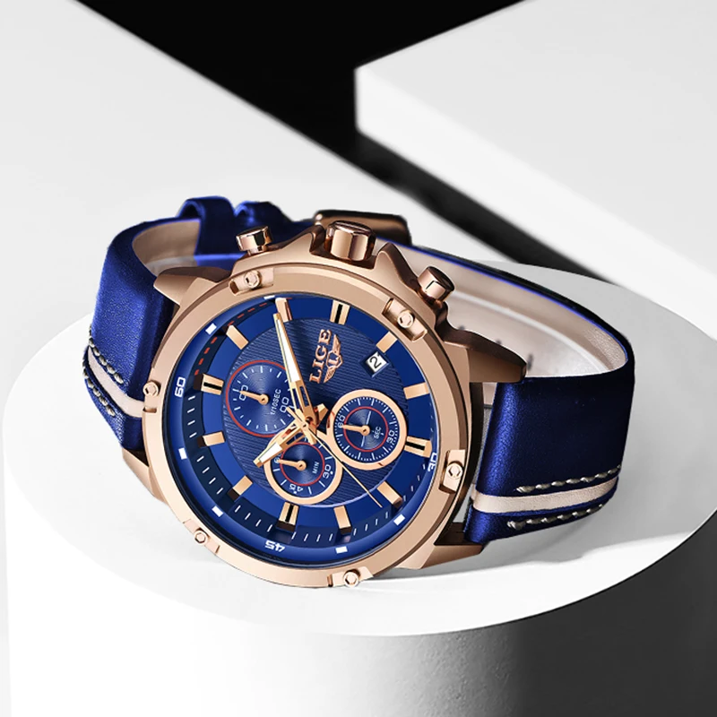 LIGE мужские часы новые модные спортивные кварцевые люксовый бренд кожа бизнес