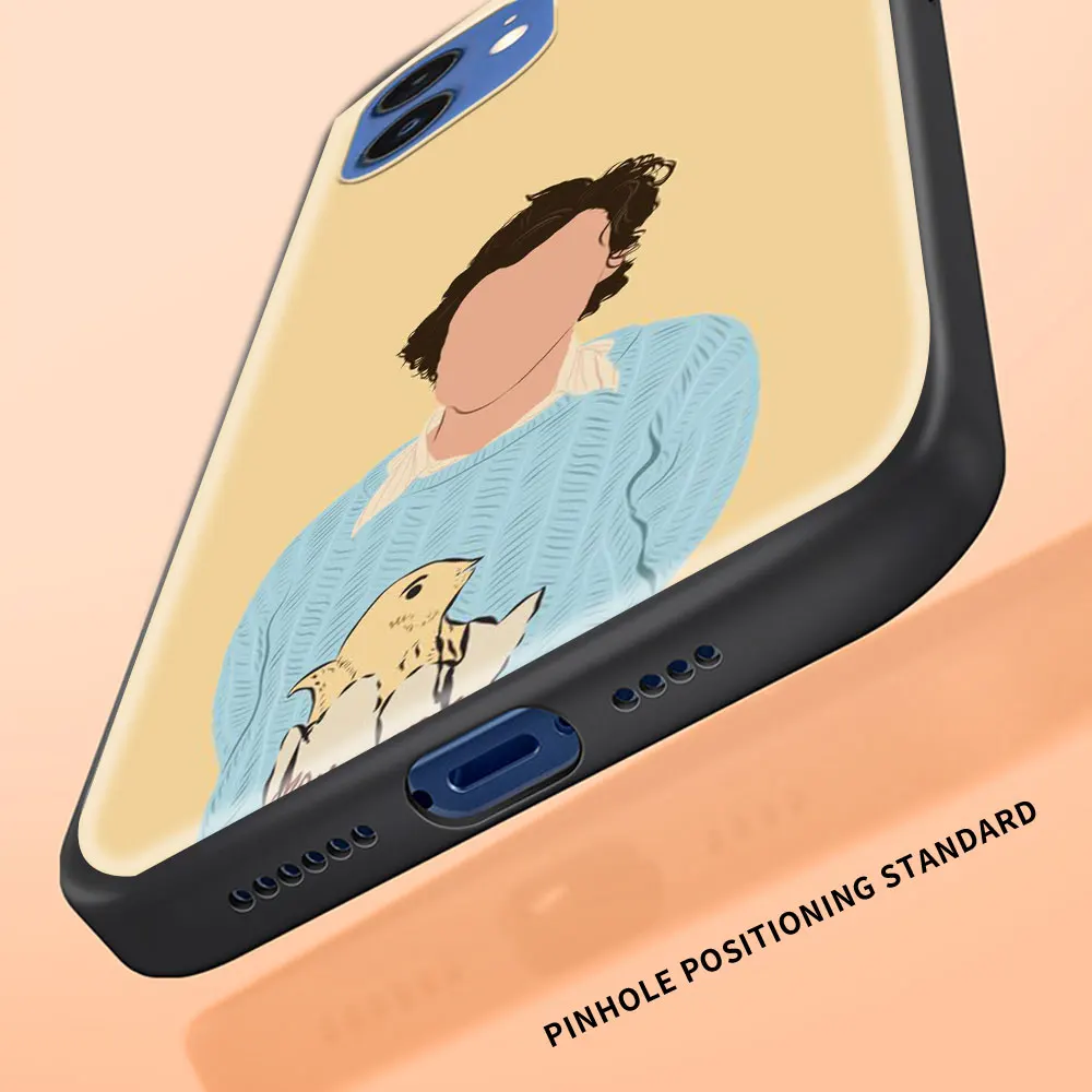 

Phone Case For Apple iPhone 11 Pro 12 Pro Max XR 7 8 SE 2020 X XS Max 6 7 8 Plus Luxury Black Shell Cover Cute Harry Styles