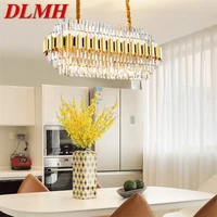dlmh pendant light postmodern gold luxury crystal led lamp chandelier for home dining living room