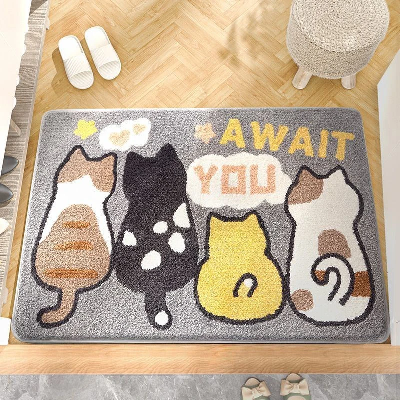 kawaii shiba inu cat bear bathroom entrance door mat cute plush bath mug doormat home non slip indoor outdoor kitchen carpet free global shipping