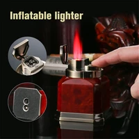metal inflatable lighter desktop windproof torch igniter advanced texture red wood grain smoking accessories mens gift with box