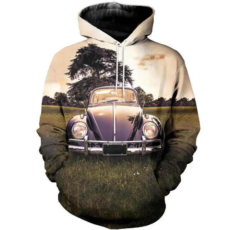 

New 3D full print retro car zipper Hoodie casual shirt fashion Sweatshirt