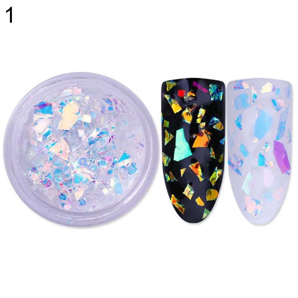 

50% Hot Sale Nail Giltter Sequines Fluorescent Glass Paper Dust Powder Nail Art DIY Decor