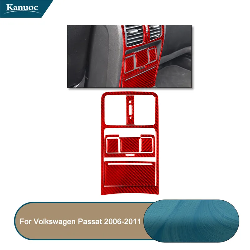 

7 шт./компл. для Volkswagen Passat 2006-2011, отделка из углеродного волокна, красные наклейки, Стайлинг автомобиля, аксессуары, задняя выхлопная решетка ...