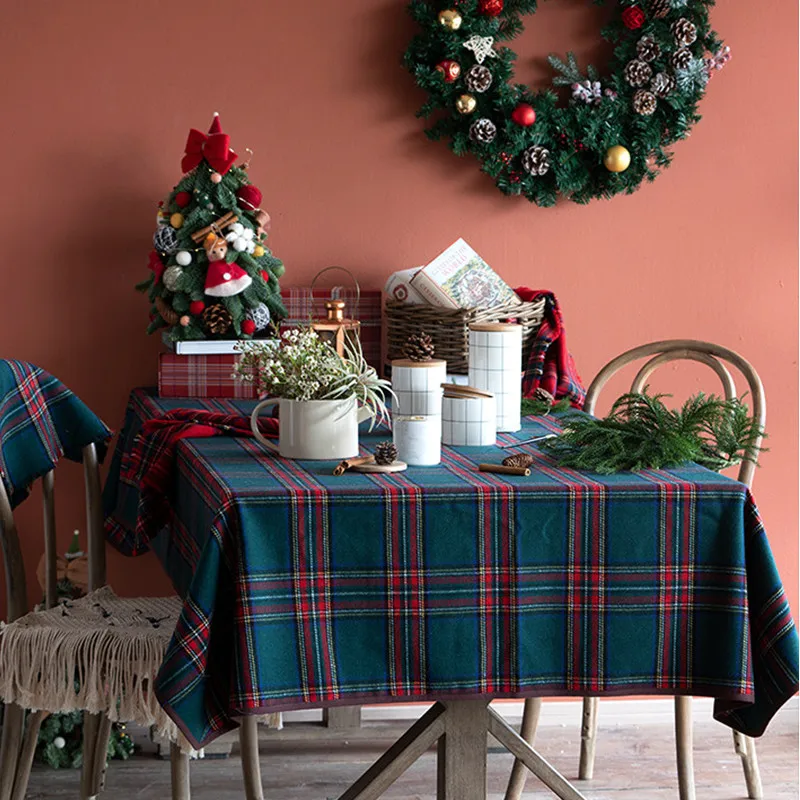 Вельш олень круглая Рождественская скатерть буйвола клетчатая акриловая шерсть