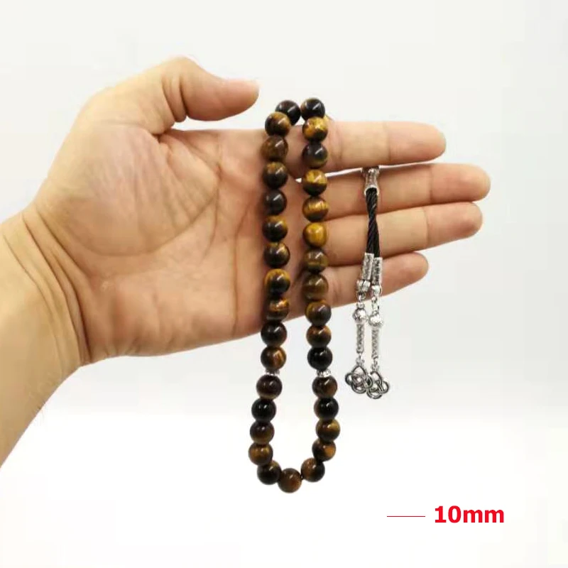 Натуральный тигровый глаз tasbih мусульманский человек мисбаха Молитвенные Четки 33