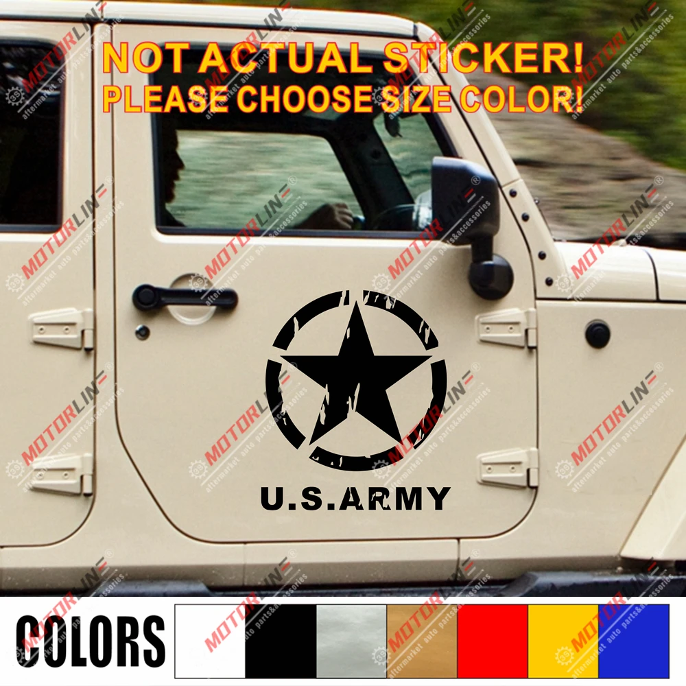 

Армейская звезда Состаренный стиль Автомобильная Наклейка армия подходит для Jeep и т. д. выберите размер и цвет!