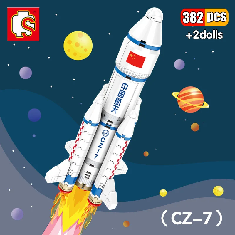 SEMBO 382 шт Мини Аэрокосмическая серия строительные блоки Q Стиль длинные Март-7