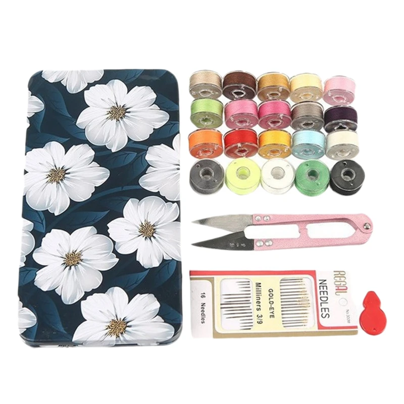 Шпулька и швейная нить с железной коробкой оборудованной детской швейной иглой