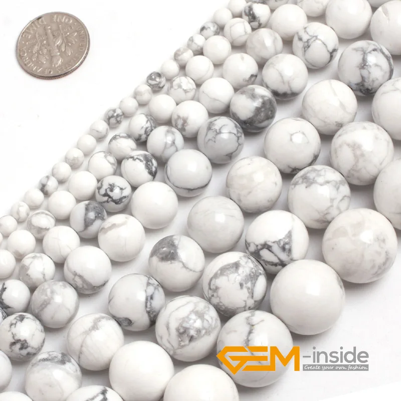 White Howlite Натуральный камень белый Howlite Круглые свободные бусины для изготовления ювелирных изделий прядь 1" DIY Beacelet Ожерелье Изготовление ювелирных изделий - Цвет: White Howlite