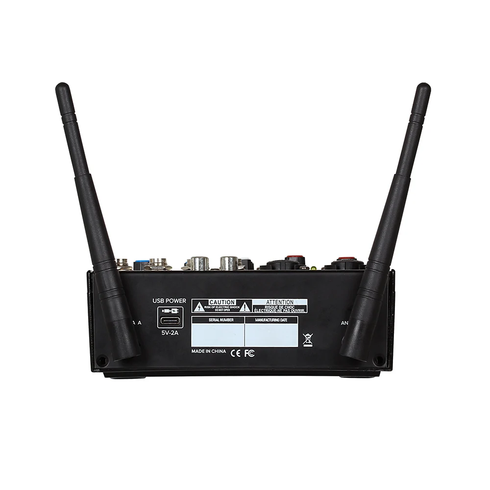 GT4 4 Channels Audio Mixer with1 Drag 2 Wireless Mics Mixing Console with Bluetooth USB Effect for DJ Karaoke PC Guitar - купить по