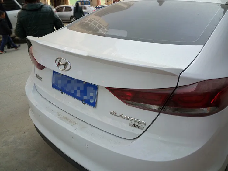 Подходит для hyundai Elantra спойлер Спорт ABS Материал Черный Белый из углеродного волокна заднего крыла Спойлер на крышке багажника