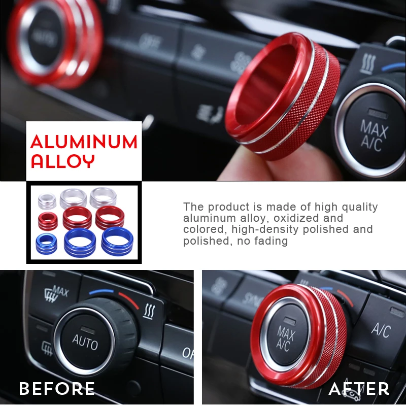 3 Шт. Автомобильные ручки регулировки кондиционера и аудио круглой формы, декоративное покрытие из сплава для BMW 1 2 3 4 Серия F30 F34 F46 GT X1 F47 F48 13-17 гг.