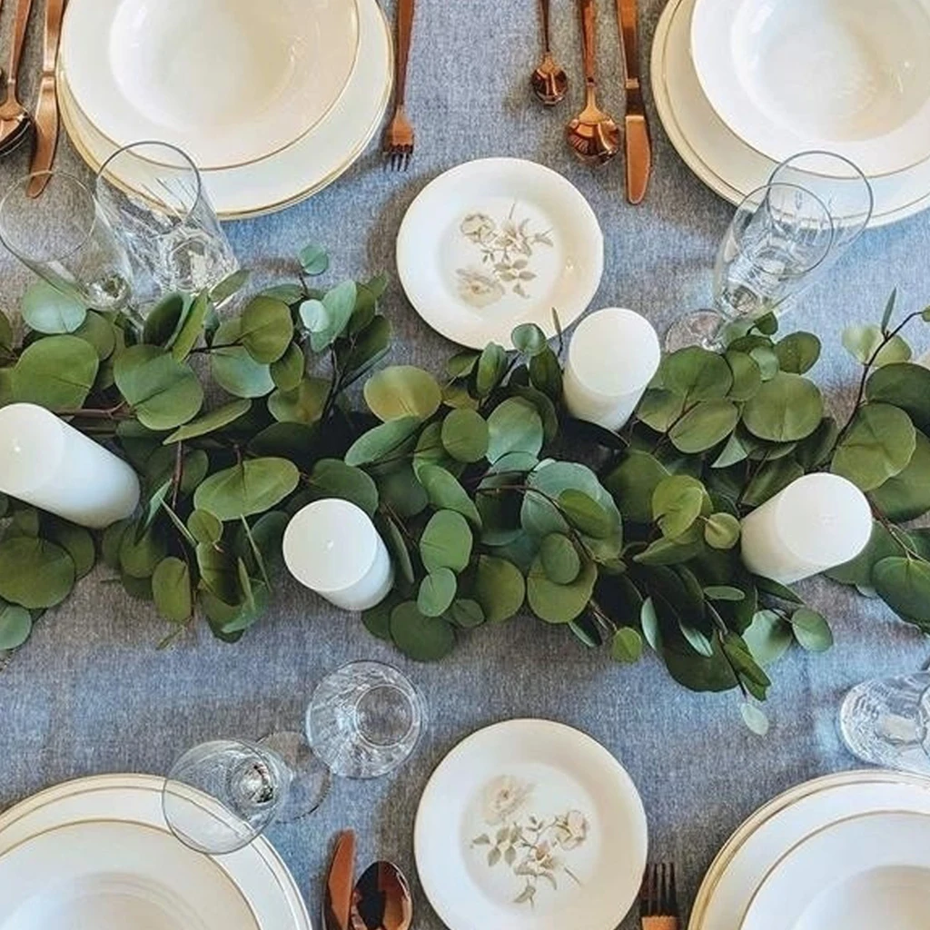 2 м искусственная эвкалиптовая зелень гирлянда плетеные листья лоза поддельный