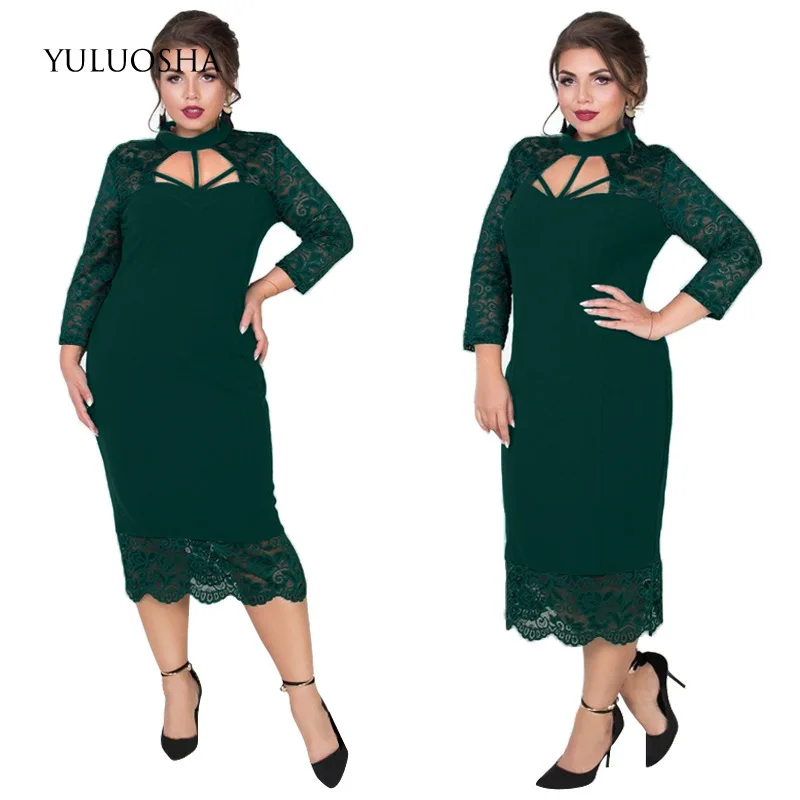 YULUOSHA новинка длинное официальное платье кружевное Сексуальное Женское