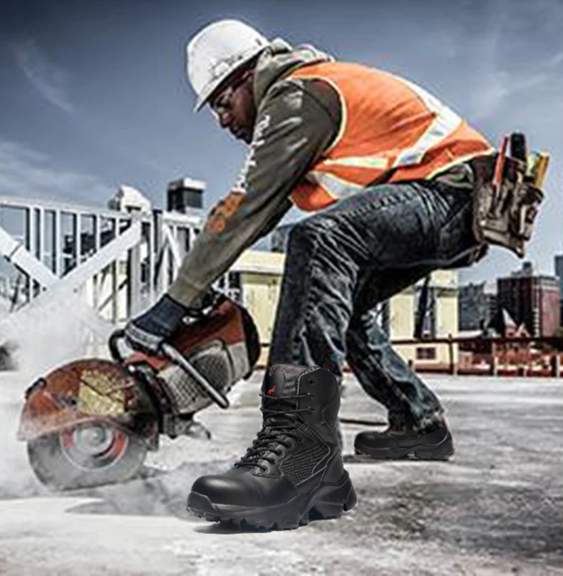 Мужские рабочие ботинки со стальным носком противоударные боевые ботильоны