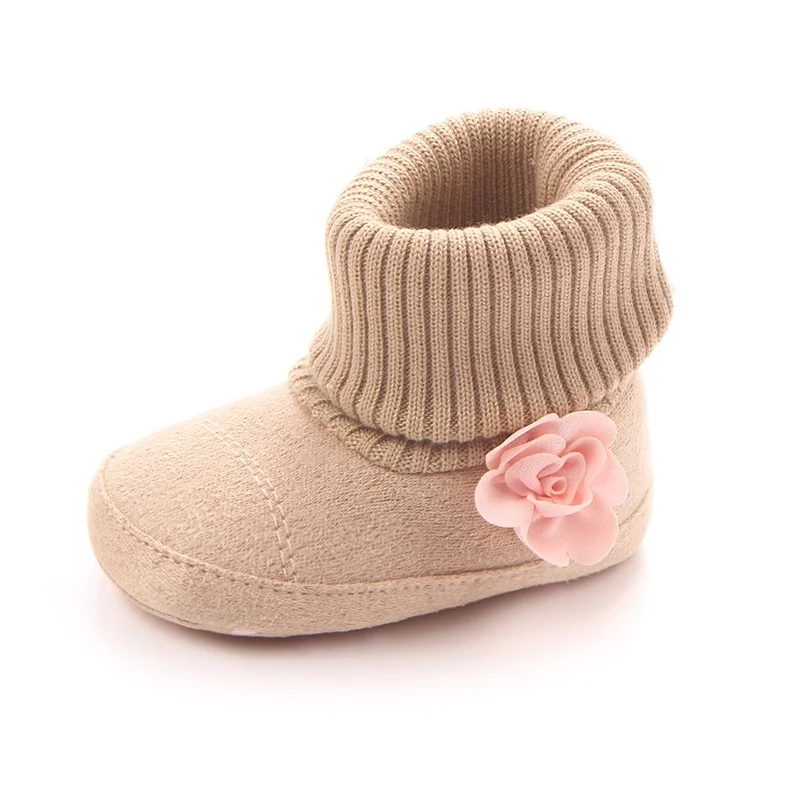 

Bobora Autumn Winter Warm Baby Boots Cotton Cute Flower Boots For Girl Newborn Infant Soft Sole Anti-Slip Snow Boots Crib Shoes