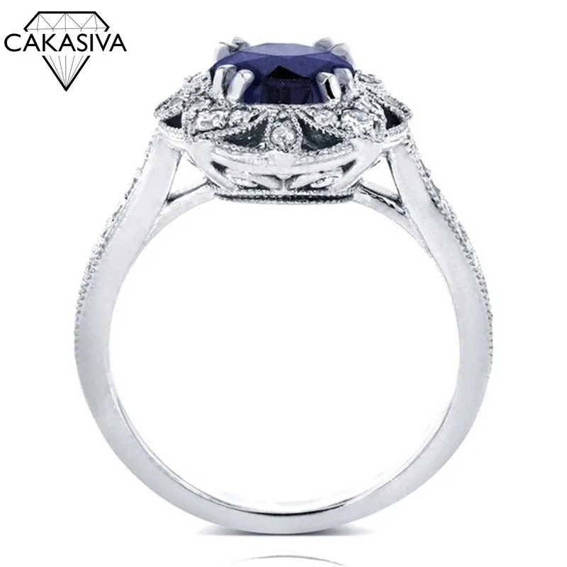 

Sapphire Flower Ring S925 Ring Gemstone Ring for Women's Engagement Wedding Ring Fine Jewelry